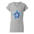 thumbnail image 2 of Sea Turtle Tie Dye Art Animal Lover Womenâ€™s Standard V-Neck Tee, Heather Grey, X-Large, 2 of 3