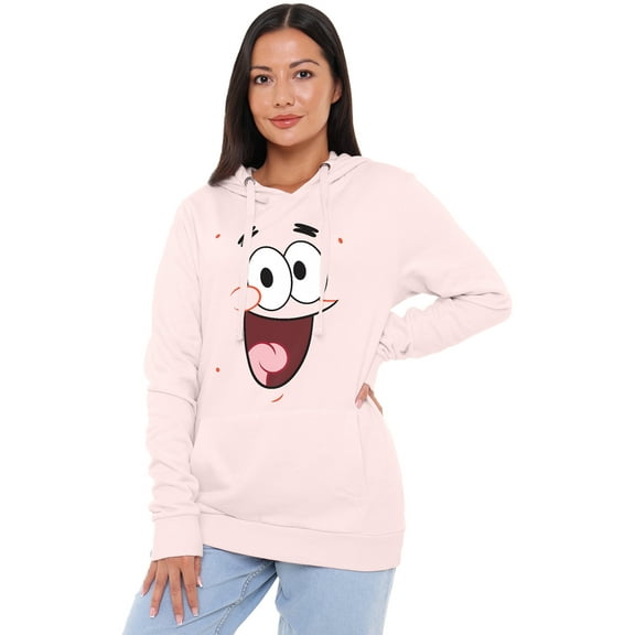 SpongeBob SquarePants Patrick Smile Women's Pullover Hoodie, Pale Pink, Large