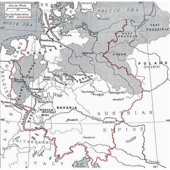 Map Of Germany In 1815. From The Book Europe In The Nineteenth Century An Outline History  Published 1916