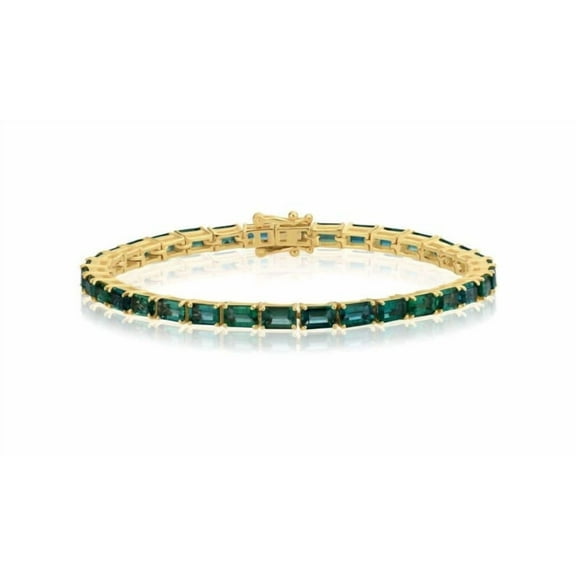925 Silver Lab Octaagon Emerald Tennis Bracelet,14K Gold Emerald Bracelet,Lab Emerald Bracelet,Stackable Bracelet For Women gift for her