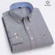 thumbnail image 1 of Oxford-Camisa de manga larga para hombre, 100% algodón, informal, ajustada, Color sólido, estampado a cuadros, a rayas, Formal, talla grande, 1 of 4