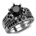 thumbnail image 2 of 14K Black Gold Plated 2.20Ct Round Cut Diamond Wedding Bridal Ring Set For Women's, 2 of 2