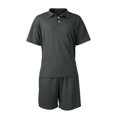 thumbnail image 6 of Havenx Short Sets 2 Piece Outfits for Men Button Down Short Sleeves Drawstring Polo Shirts and Shorts with Pockets Elastic Waist Sweatsuit Sets Casual Summer Vacation Athletic Tracksuit,Dark Gray XL, 6 of 7