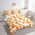 thumbnail image 3 of Homewish Kids Teens Abstract Cattle Print Bedding Comforter Set 7 Pieces,Orange White Full Bedding Set Lightweight,Animal Cow Fitted Sheet Flat Sheet,Microfiber Bedroom Decor,Reversible, 3 of 8