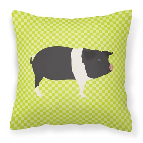 Carolines Treasures Hampshire Pig Green Fabric Decorative Pillow - 14 x 14 in.