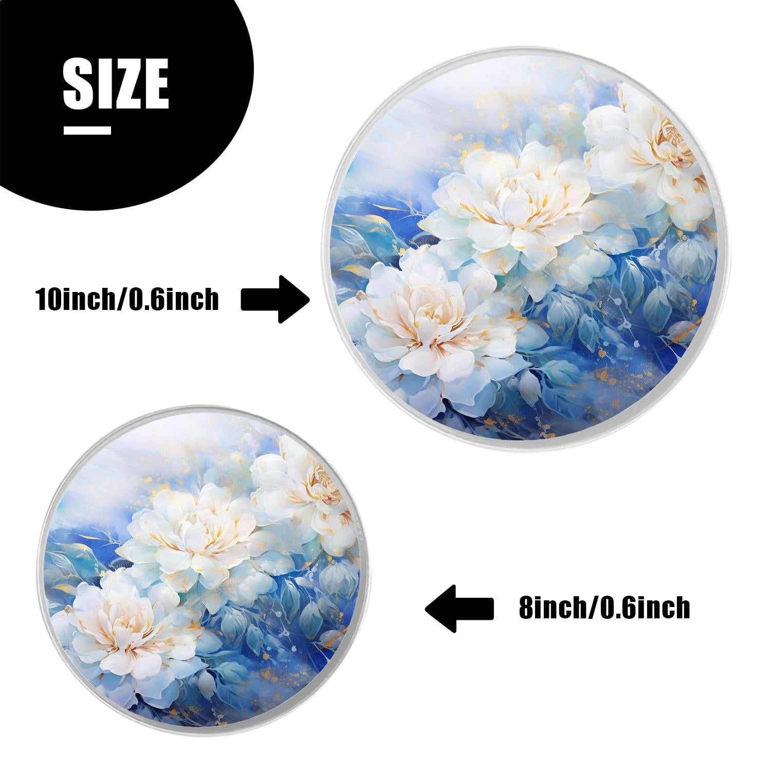 Decorative Stove Burner Covers 4 Pcs Metal Round Stove Burner Covers 8Inch And 10Inch for Home Decor Cooktop Decorative ,Blue Flowers in A Bouquet floral style