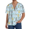 thumbnail image 1 of Fotbe Cartoon Cat Camisa Estampada de Manga Corta para Hombre, Casual de Verano, Estilo Playero, Sin Arrugas-Medium, 1 of 5