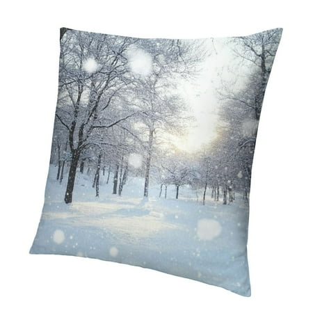 

Wuche Snow Trees Short Plush Pillow Case Winter Aesthetic Decorative Home Furnishing 1PC 18x18in