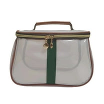 Retro Large Capacity Makeup Organizer for Women - Transparent Cosmetic Travel Bag with Portability for Ladies