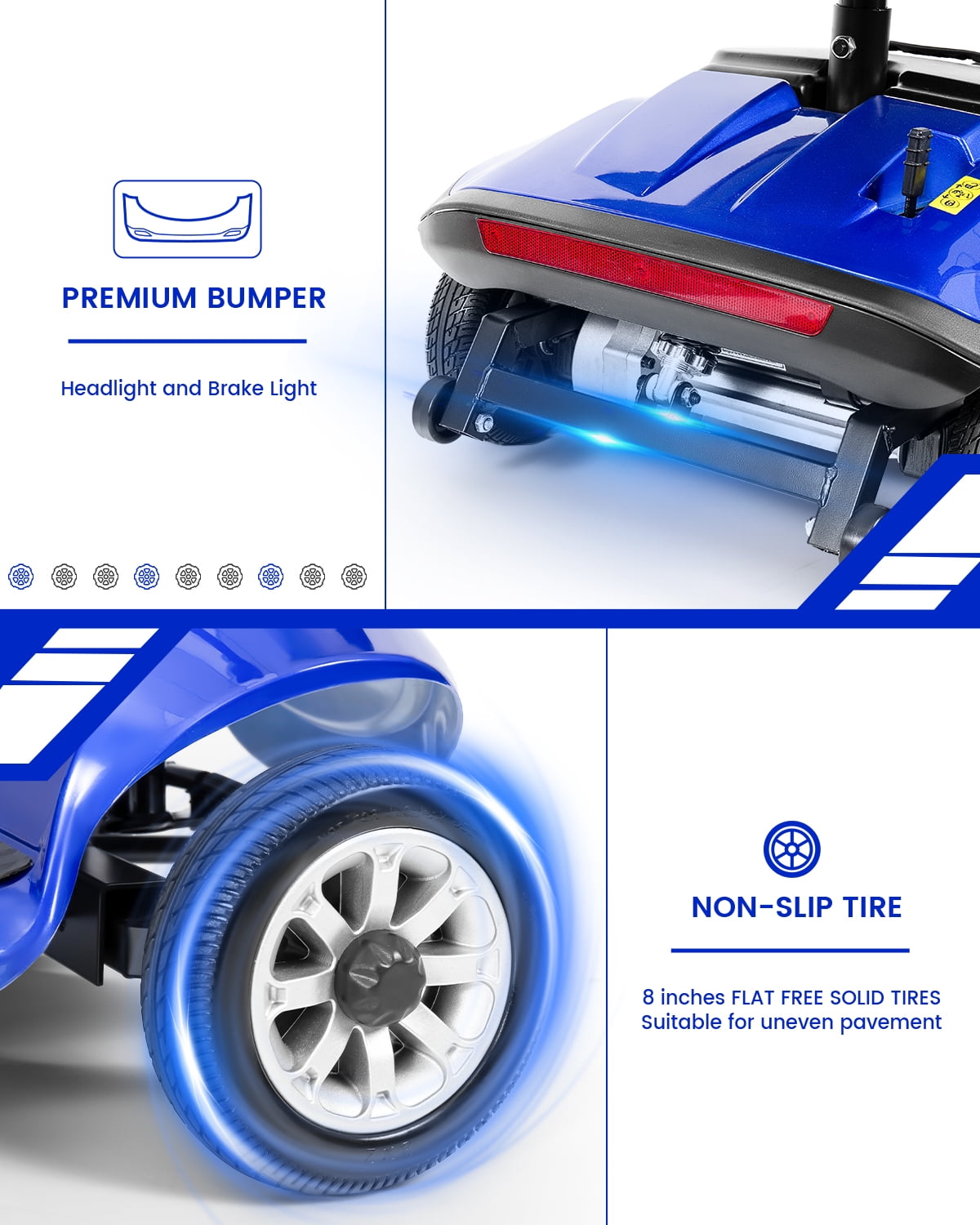 Folding Mobility Scooter for Adult, Powered Mobility Scooter All Terrain Motorized Scooter Collapsible with 350W Motor, 12V20AH Dual Lead-Acid Batteries, Ideal for Elderly, Seniors, Adults