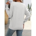 thumbnail image 3 of SHIBEVER Womens shirts Long Sleeve Tops V Neck Dressy Blouses Loose Shirts solid color Casual Bat Sleeve fall clothes for women white, 3 of 4