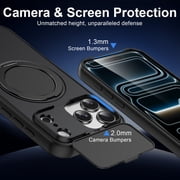 TECH CIRCLE for iPhone 17 Pro Max Case, Built-in Camera Cover / Rotating Ring Holder Kickstand, Compatible with MagSafe Charger and Magnetic Accessories, Protective Slim Phone Cover, Blue
