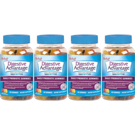 4 Pack Schiff Digestive Advantage Probiotic Dietary Supplement 60 Gummies Each