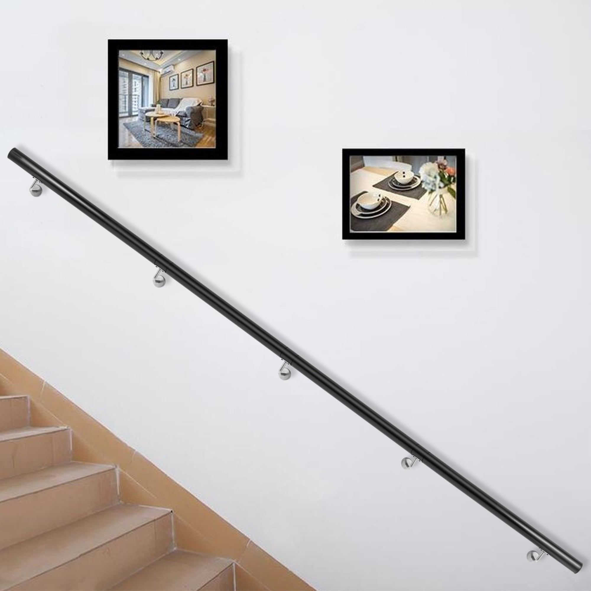 Monzana Stainless Steel Entrance Railing 120 cm Indoor Outdoor Mounting Handrail Wall Handrail Stair Railing