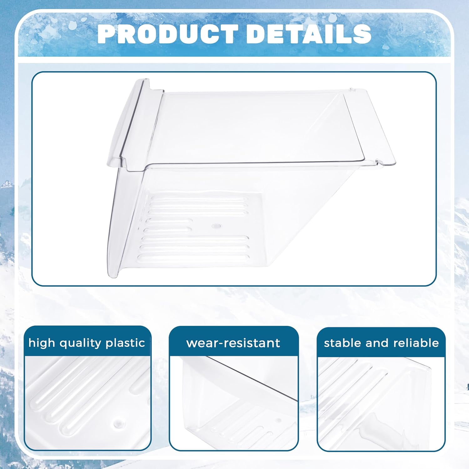 240364503 Crisper Drawer Compatible with Frigidaire Refrigerator Freezer 240364502 240364505 240364507 Meat Pan Crisper Bin Plastic (PC) Replacement Only Clear