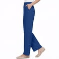 thumbnail image 3 of Women High Waist Stretch Wide Leg Casual Pants, Solid Elastic Waist Pocket Straight Trousers for Office Daily Wear 06-Navy XXL, 3 of 4