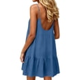 thumbnail image 4 of Tqcoqu Women's Adjustable Spaghetti Strap Backless Dresses,Tiered Ruffle Mini Dress with Pockets,Navy Women's S-XXL, 4 of 6