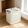 thumbnail image 4 of Collapsible Laundry Basket with Handles - Foldable Plastic Storage Bin for Dirty Clothes, Towels, and Bedding - Perfect for Home, Bathroom, Bedroom & Laundry Room - Space-Saving Organizer White, 4 of 6