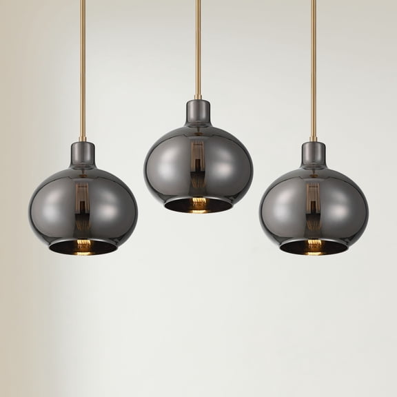360 Lighting Partridge 9 1/2" Wide Black Chrome Glass Mini Pendant Set of 3