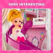 Beefunni Dollhouse for Girls,4 Stories 12 Rooms Dollhouse with 2 Princesses Slide Accessories,Toddler Playhouse Gift for for 3 -6 Year Old Girls Toys