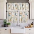 thumbnail image 4 of 3 Piece Kitchen Curtains and Valances Set Blue Yellow Diamond Cafe Curtains 24 Inch Length Modern Geometric Middle Century Beige Valance & Tier Curtain for Living Room Bedroom 54"x18"+27"x24"*2, 4 of 6