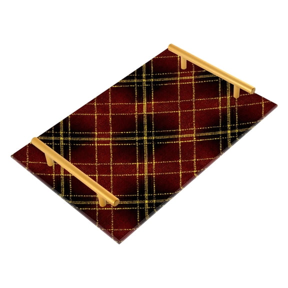 Bath Accessories Sets Single Print Decorative Tray With Handle For Home Bathroom Bedroom Dark Red