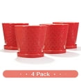 thumbnail image 2 of BUYMAX 5 inch Magenta red Ceramic Plant Pots with Drainage Holes & Saucers, 4-Pack for Herbs, Cactus, Succulents, Home Office Decor, 2 of 7