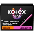 thumbnail image 1 of Tampons compacts U&nbsp;by&nbsp;Kotex Click, super plus, non parfumés, 16&nbsp;tampons, 1 of 9