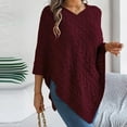 thumbnail image 4 of SEAOPEN Women's 2024 Fall Winter Turtleneck Poncho Sweater Fashion Chunky Knit Cape Wrap Sweaters Pullover Jumper Tops under 10 dollars Wine,L, 4 of 6