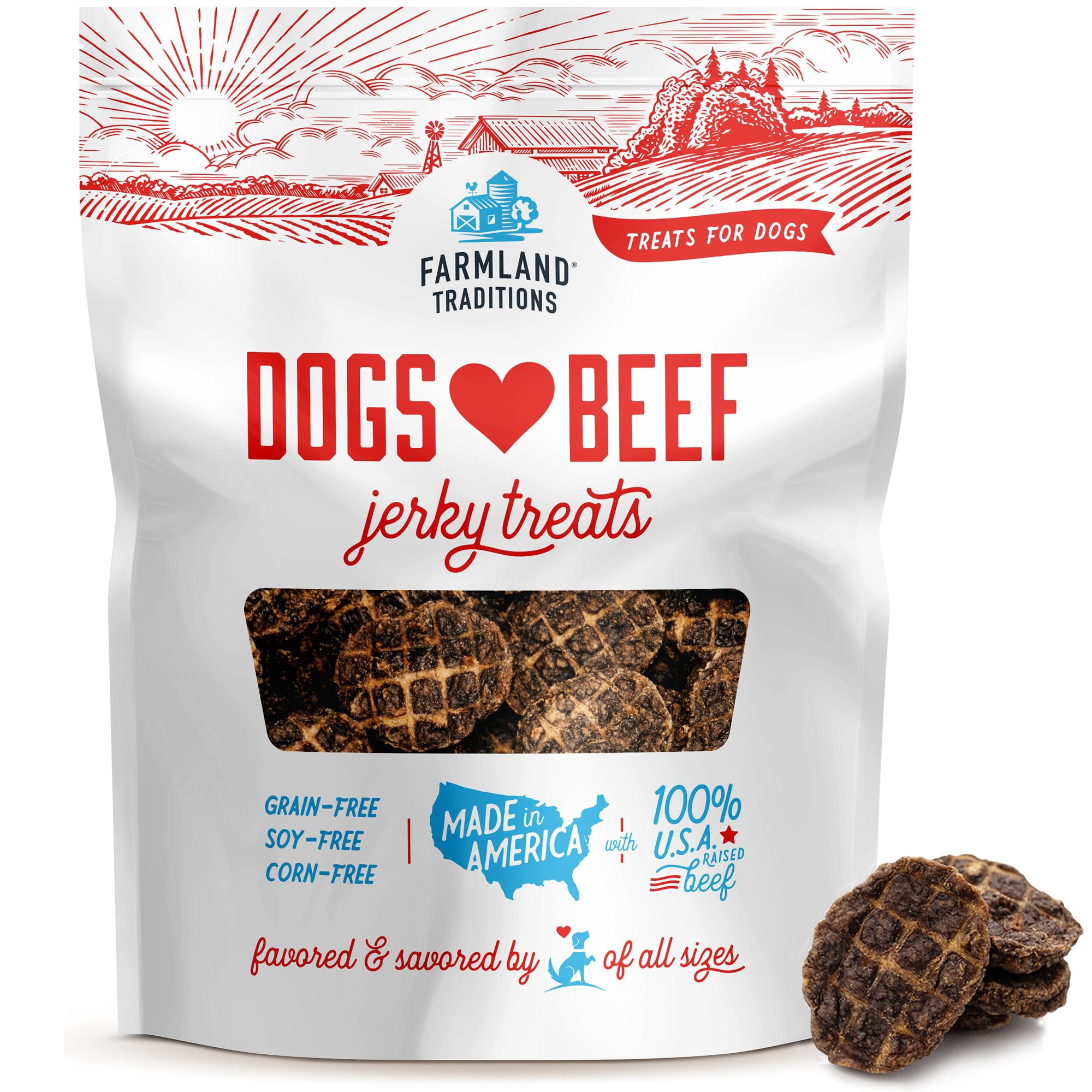 Farmland Traditions Dogs Love Beef Jerky Dog Treats with Only 4 Ingredients and No Fillers, 13.5 Ounce Bag