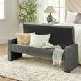 thumbnail image 3 of 55" Modern Upholstered Storage Bench with Tufted Seat, Fabric Ottoman Bench for Bedroom, Entryway, or Living Room, Soft Close Hinge,Charcoal, 3 of 18