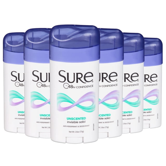 Desodorante antitranspirante Sure Solid sin perfume, 75 ml (paquete de 6)