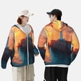 thumbnail image 4 of Gukieu Lighthouse At Sunset Coast Print Sun Protection Hoodies for Men and Women, Zippered Long-sleeved Quick-drying UV Protection Shirts, Suitable for Sports, Swimming, Fishing-Medium, 4 of 7