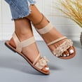thumbnail image 5 of Miluxas Women Flower Sandals - Girl Summer Dress Shoes Womens Wedding Party Khaki 9.5(43), 5 of 9