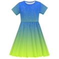 thumbnail image 7 of Fjofpr Girls Dresses $ 10.00 Toddler Kids Girls Cute Gradient Color Print Short Sleeve Stretchy Dress A Line Dress（4-14Years）, 7 of 7