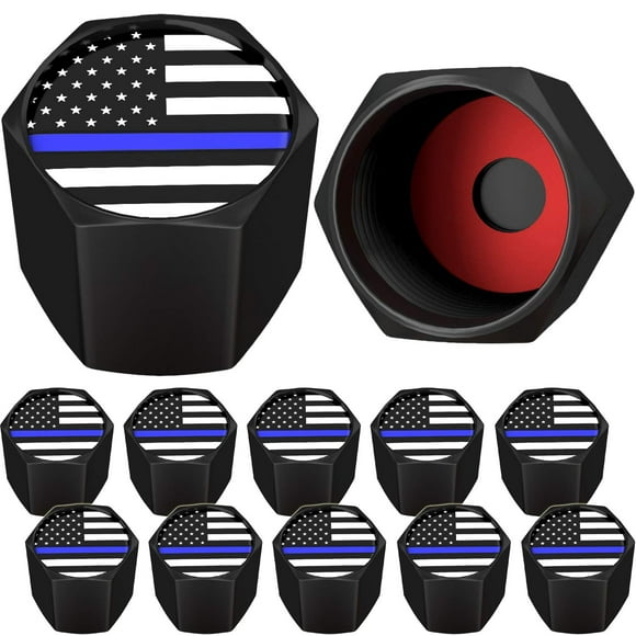 Tapones para válvulas de neumáticos SAMIKIVA con bandera estadounidense (paquete de 12)