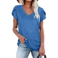 thumbnail image 1 of Camisetas casuales de manga de pétalo de verano con cuello en V para mujer Fokelyi WRHS-177-3, 1 of 1