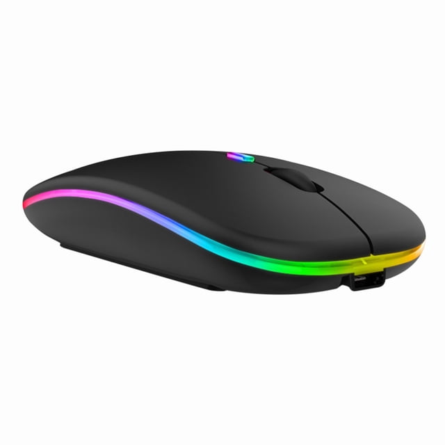 Ratón Óptico Inalámbrico USB 2.4GHz 1600dpi Ratones Ergonómicos Silenciosos (Negro)