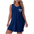thumbnail image 2 of Blmnix Valentine Womens Nightgowns & Sleepshirts Sleep Tanks Cotton Nightgowns Nightgowns Above-the-Knee Crew Neck Sleeveless Blue Button Down Nightgown,M, 2 of 6