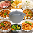 thumbnail image 2 of Microwave Soup and Stew Maker Bowl with Lid and Spout, 1.2L BPA-Free Cooker for Rice, Pasta, Noodles, Cereal, Oats, Vegetables and More – Dishwasher and Freezer Safe, 2 of 7