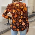 thumbnail image 4 of Kixjoy Orange Womens V Neck Shirt Long Sleeve Plus Size Button Down Shirt Winter Casual Lightweight Tunic Top Trendy Travel Floral Print Outfits for Women, Orange M, 4 of 4