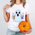 thumbnail image 5 of HOMBOM Womens Halloween Summer T Shirts White Crewneck Daily Short Sleeve Lightweight Fall Womens Pullover Vintage Tops,XL, 5 of 6