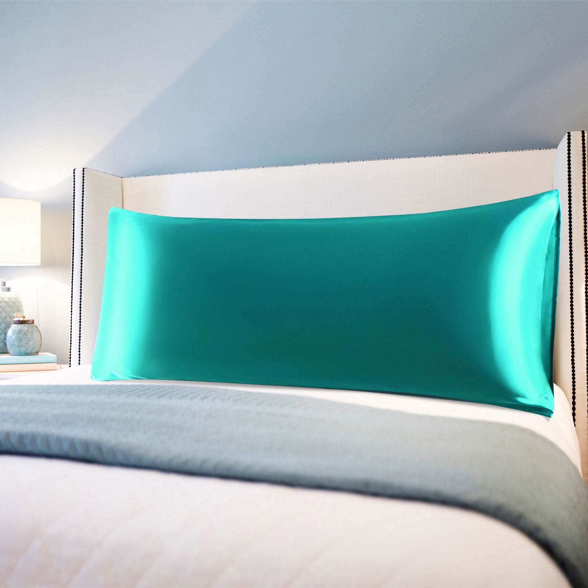 Unique Bargains Smooth Satin Body Pillow Cover Case, 20" x 54" Teal