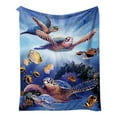 thumbnail image 2 of SDJMa Turtle Blanket Ocean Sea Turtle Throw Blanket Turtle Printed Flannel Fleece Blanket for Kids Plush Fuzzy Blanket for Sofa Chair Bed Office Camping (51inchx39inch Blue) Under Sea Turtle, 2 of 8