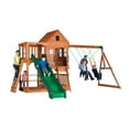 thumbnail image 2 of Backyard Discovery Hillcrest Cedar Wood Swing Set, Slide, Clubhouse, Sandbox, Picnic Table, 2 of 12