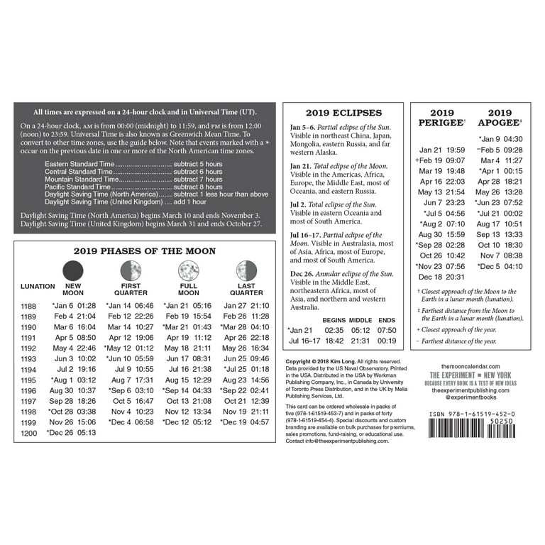 【同梱不可】 : pack) (5 Card Calendar Moon 2019 Lunar Eclipses Phases, 手帳・カレンダー