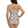 thumbnail image 5 of Sikiie Happy Frogs1 Print Women One Piece Swimsuits Tummy Control One Shoulder Bathing Suits Ruffle Swimwear, From S to XXL-XX-Large, 5 of 6