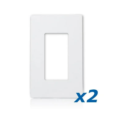 1-Gang Screwless Decorator Wall Plates GFCI Rocker Switch Outlet White (Pair)