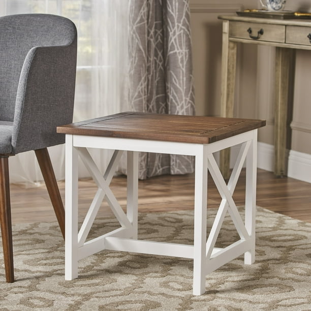Noble House Indoor Farmhouse Cottage Acacia Wood End Table with Frame