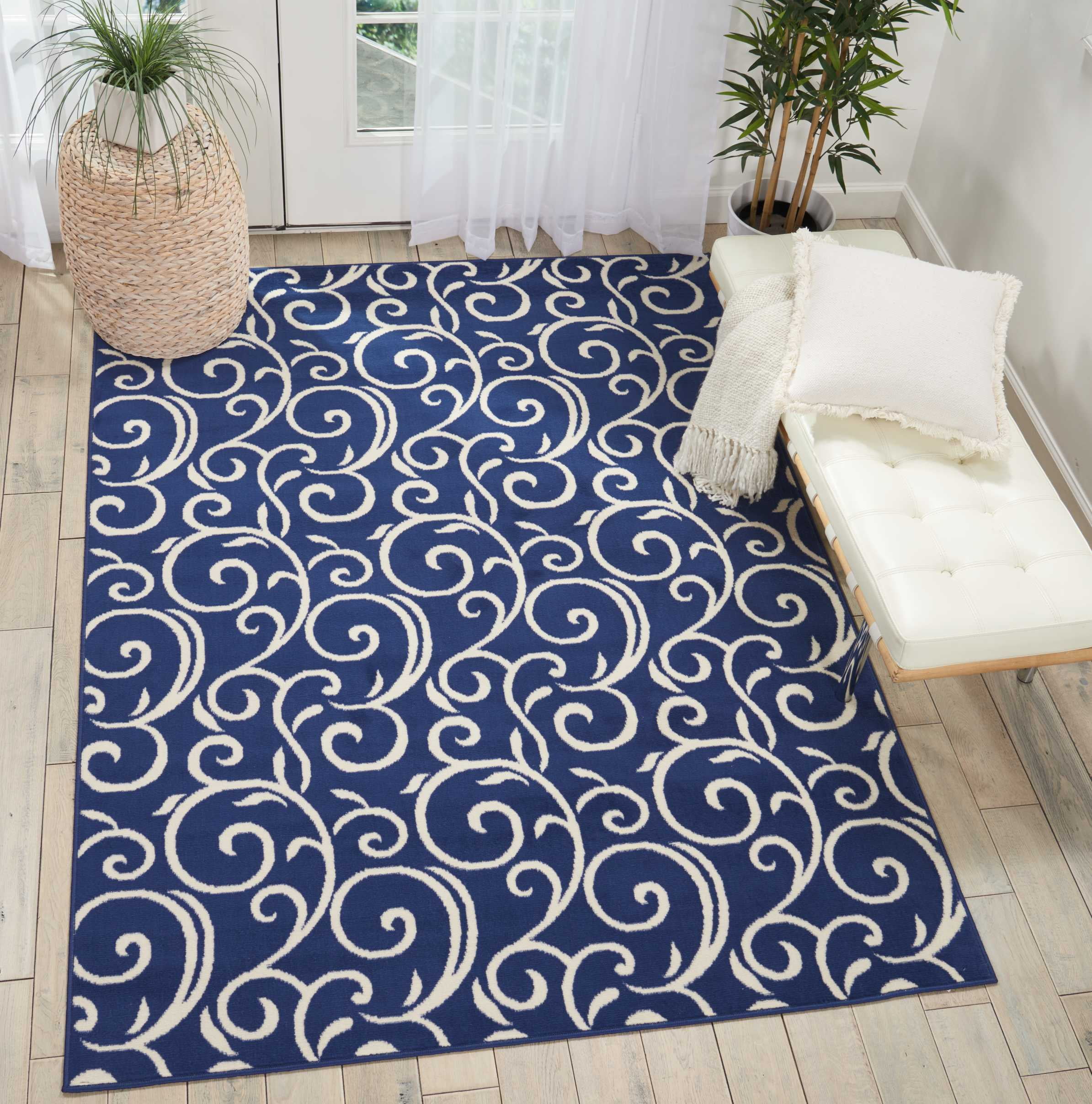 Eclectic Essentials Navy Bohemian Botanical Area Rug